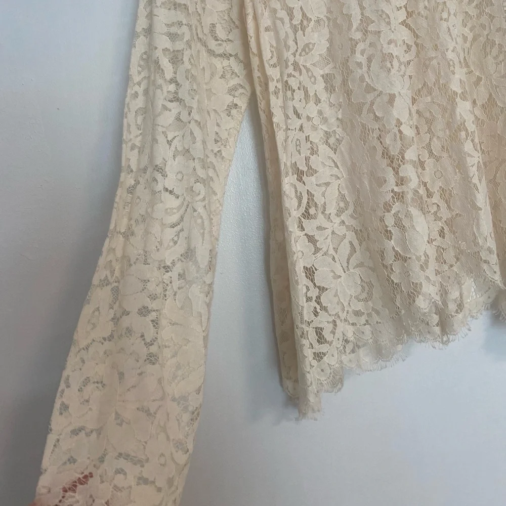 Free People Lace Long-Sleeve Top - Size Large - Picture 4 of 7